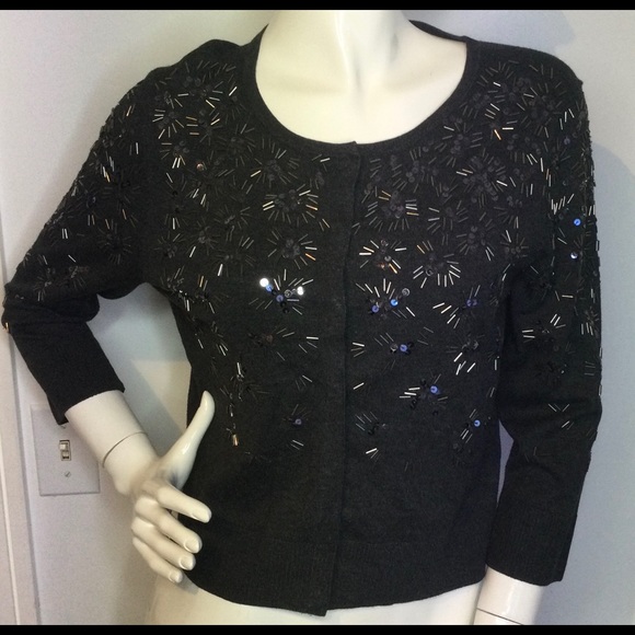 NWT White House Black Market Cardigan L beads - Picture 1 of 7